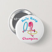 Luau Party Flamingo Hula Hoop Champion 3" Button (Voorkant /achterkant)