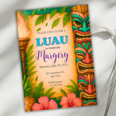 Luau Party Invitation, bewerkbare tropische Tiki I Kaart