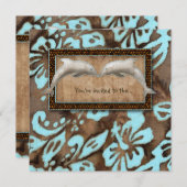 Luau Party Invitation Dolphin Beach Wedding Blue Kaart (Voorkant / Achterkant)
