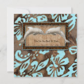 Luau Party Invitation Dolphin Beach Wedding Blue Kaart (Voorkant)