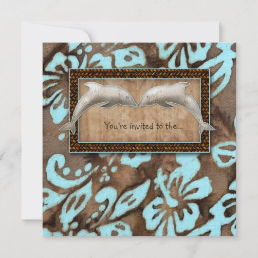 Luau Party Invitation Dolphin Beach Wedding Blue Kaart (Voorkant)