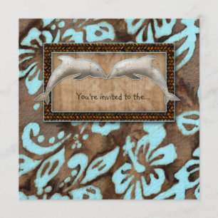 Luau Party Invitation Dolphin Beach Wedding Blue Kaart