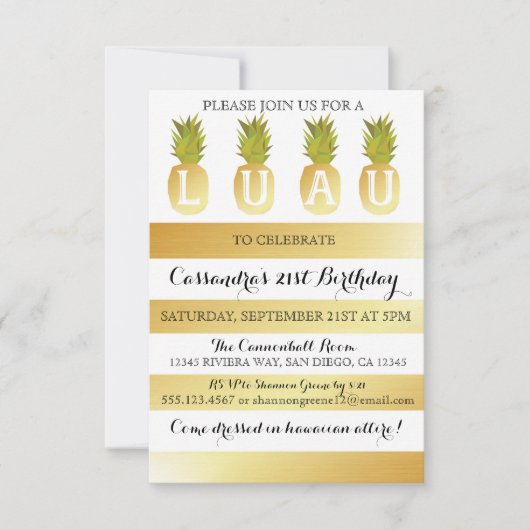 Luau Party Invitation for Birthday, Shower, enz. Kaart (Voorkant)