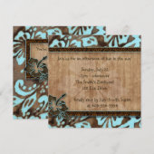 Luau Party Invitation Hibiscus Blue Brown Kaart (Voorkant / Achterkant)