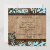 Luau Party Invitation Hibiscus Blue Brown Kaart (Voorkant)