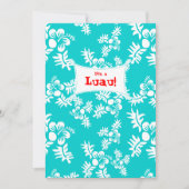 Luau Party Invitation Hibiscus Flower Blue White Kaart (Voorkant)