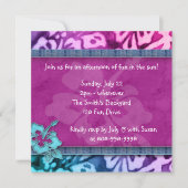 Luau Party Invitation Hibiscus Pink Blue Kaart (Voorkant)