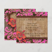 Luau Party Invitation Hibiscus Pink Brown Sinaasap Kaart (Voorkant / Achterkant)