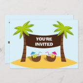 Luau Party Invitation Kaart (Voorkant / Achterkant)