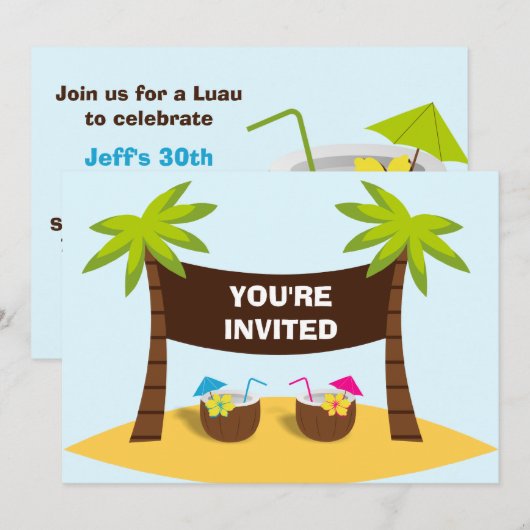 Luau Party Invitation Kaart (Voorkant / Achterkant)