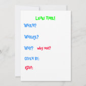 Luau Party Invitation Kaart (Achterkant)