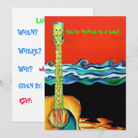 Luau Party Invitation Kaart (Voorkant / Achterkant)