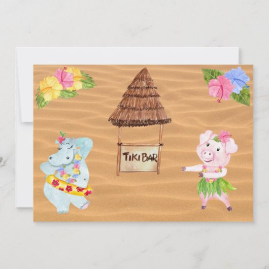 Luau Party Invitation Kaart (Achterkant)