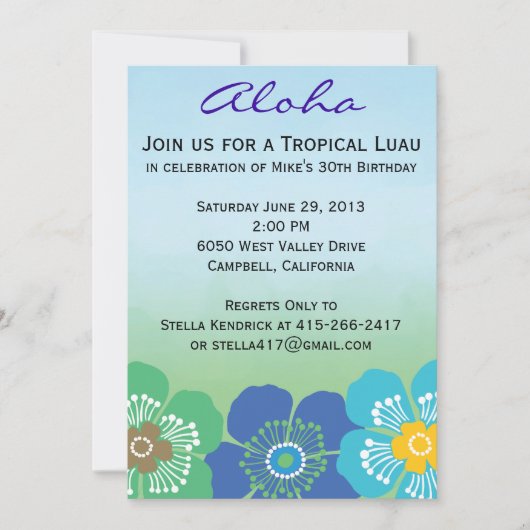 Luau Party Invitations - Calypso Kaart (Voorkant)
