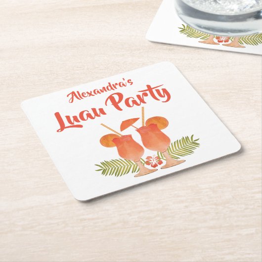 Luau Party, Luau, Tropische Drinken, Mai Tais Kartonnen Onderzetters (Schuin)