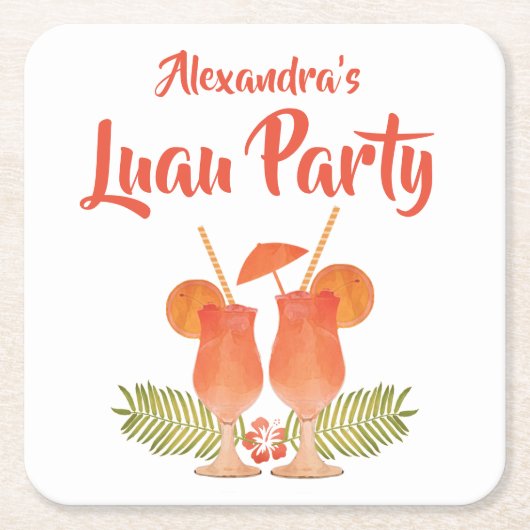 Luau Party, Luau, Tropische Drinken, Mai Tais Kartonnen Onderzetters (Voorkant)