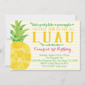 Luau Party net als Pineapple Birthday Invitation Kaart (Voorkant)