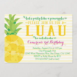 Luau Party net als Pineapple Birthday Invitation Kaart