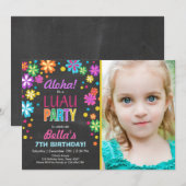 Luau party nodigde Tropical Birthday Aloha uit Kaart (Voorkant / Achterkant)