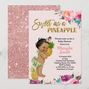 Luau party roos gold anananas baby shower card kaart
