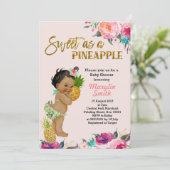 Luau party roos gouden ananas baby shower kaart (Staand voorkant)