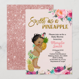 Luau party roos gouden ananas baby shower kaart