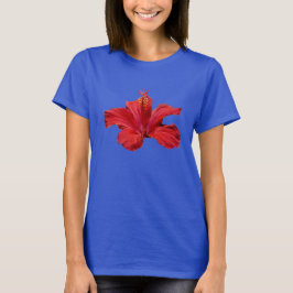 Luau Party Tropical Hawaiian Red Hibiscus Flower T-shirt