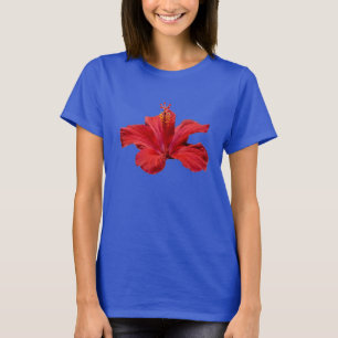 Luau Party Tropical Hawaiian Red Hibiscus Flower T-shirt