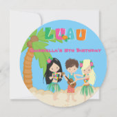 Luau Party with Palm Tree and Kinder Round Invitat Kaart (Voorkant)