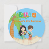 Luau Party with Palm Tree Round Invitation Kaart (Voorkant)