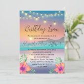 Luau Pastel Sunset Beach Ocean Verjaardagsfeest Kaart (Staand voorkant)