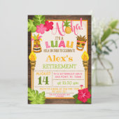 Luau-pensioenfeest uitnodiging - Oranje tekst (Staand voorkant)