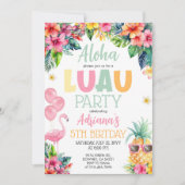 Luau Pineapple Hawaiian Meisje Verjaardagsfeest Kaart (Voorkant)