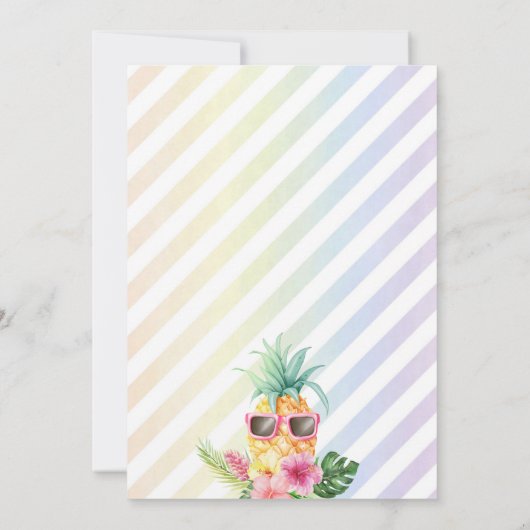 Luau Pineapple Hawaiian Meisje Verjaardagsfeest Kaart (Achterkant)