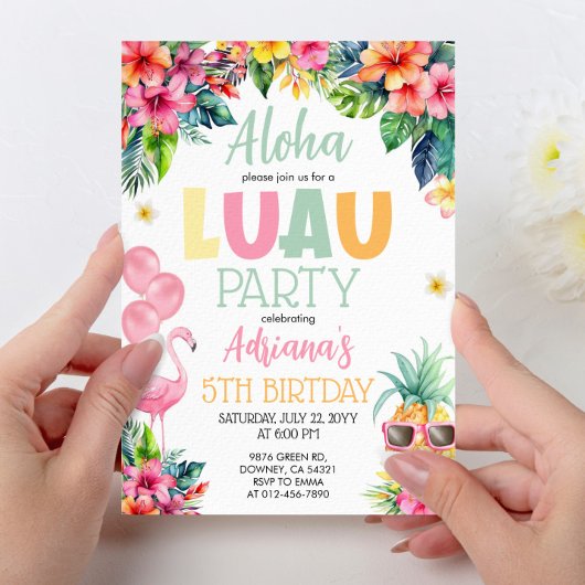 Luau Pineapple Hawaiian Meisje Verjaardagsfeest Kaart