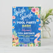 Luau Pineapple Hawaiian Verjaardag Zwembad Party Kaart (Staand voorkant)