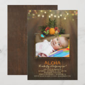 Luau Pineapple Tropical 1 Baby Verjaardagsfoto Kaart (Voorkant / Achterkant)