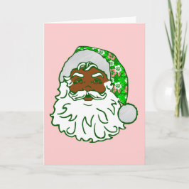luau pink christmas hawaiian african black santa  feestdagen kaart