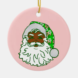 luau pink christmas hawaiian african black santa  keramisch ornament