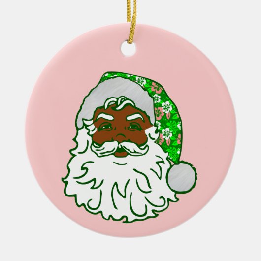 luau pink christmas hawaiian african black santa  keramisch ornament (Voorkant)