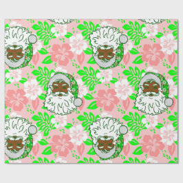 luau pink christmas hawaiian black santa hibiscus cadeaupapier