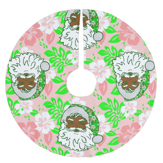 luau pink christmas hawaiian black santa hibiscus kerstboom rok (Voorkant)