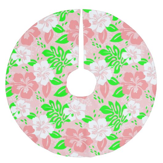luau pink christmas hawaiian hibiscus floral xmas kerstboom rok (Voorkant)