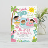 Luau Pool Birthday Kaart (Staand voorkant)