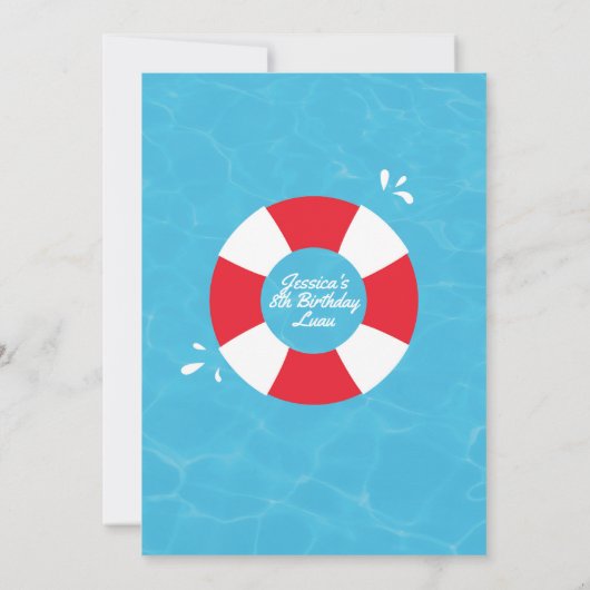 Luau Pool Party Uitnodiging (Achterkant)