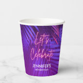 Luau Purple Palm Leaf Birthday Paper Cup Papieren Bekers (Achterkant)