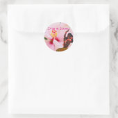 Luau Roze Hibiscus en Grass Rok Hula Meisje Ronde Sticker (Tas)