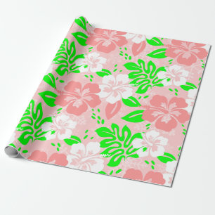 luau roze kerst hawaiiaanse hibiscus bloemenkermis cadeaupapier