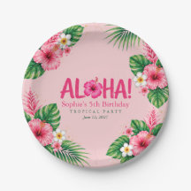 Luau Roze Tropische Aloha Verjaardag Papier