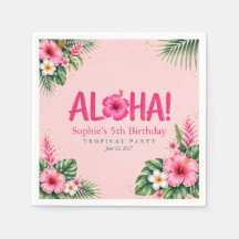 Luau Roze Tropische Aloha Verjaardag Papier